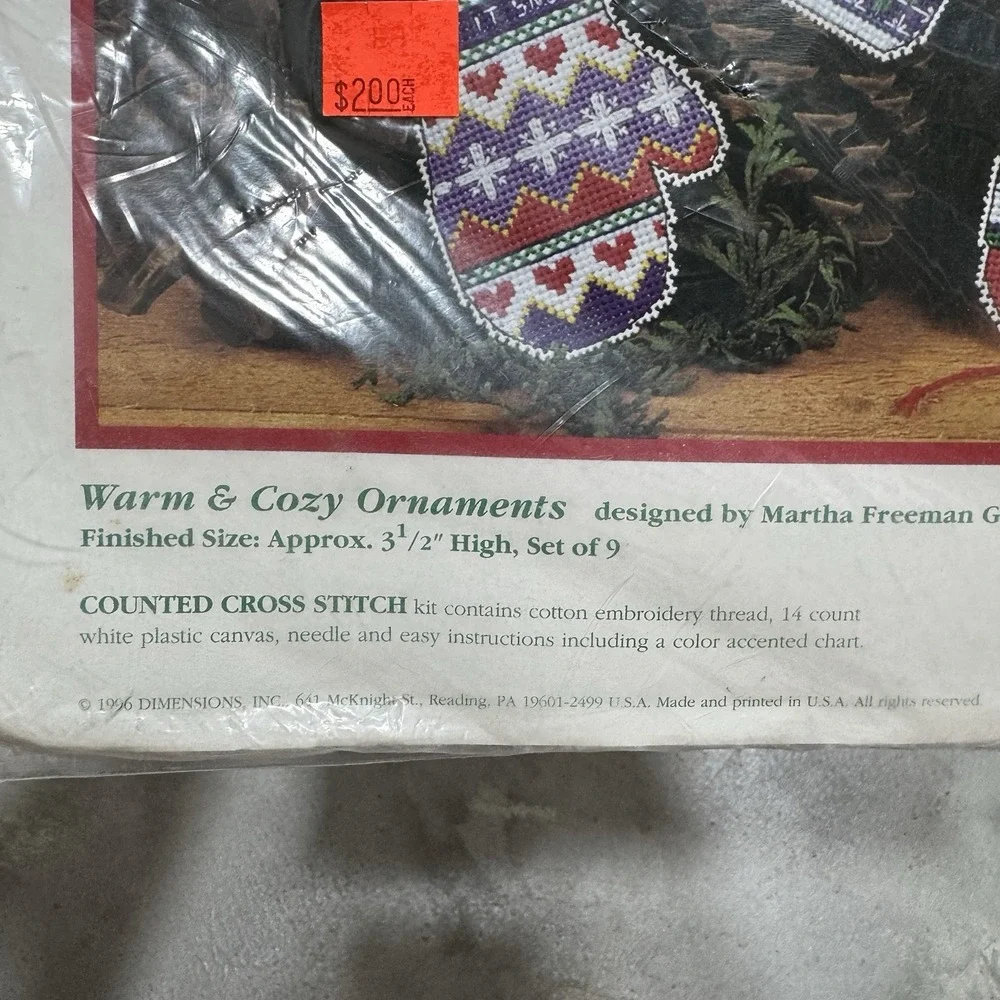 Dimensions Warm & Cozy Ornaments Set Of 9 Counted Cross Stitch Kit #8489 1986